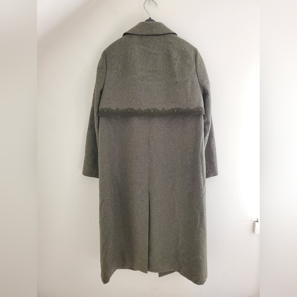 Bavarian Loden Forest Fairy Moss Green Wool Trench Coat - Picture 11 of 12